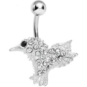 nwt body candy bird hummingbird animal clear silver summer vaca 14G belly ring
